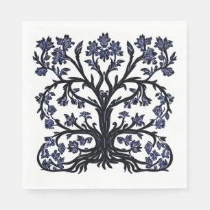 Tree of Life Floral #2 Cobalt Blue and White   Napkin
