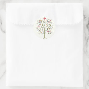 Tree of Life Floral Funeral Memorial Classic Round Sticker
