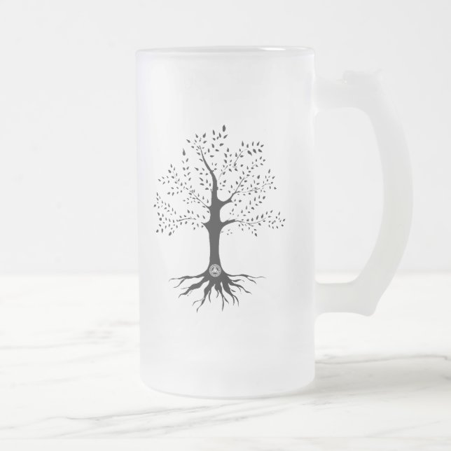 Tree of Life Frosted Glass Beer Mug (Right)