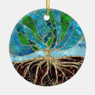 Tree of Life - Glass and Marble Ceramic Tree Decoration