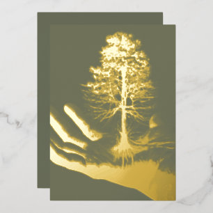Tree of Life Gold Foil Holiday Card