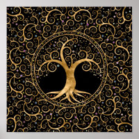 Tree of life Golden Spiral and Gemstones