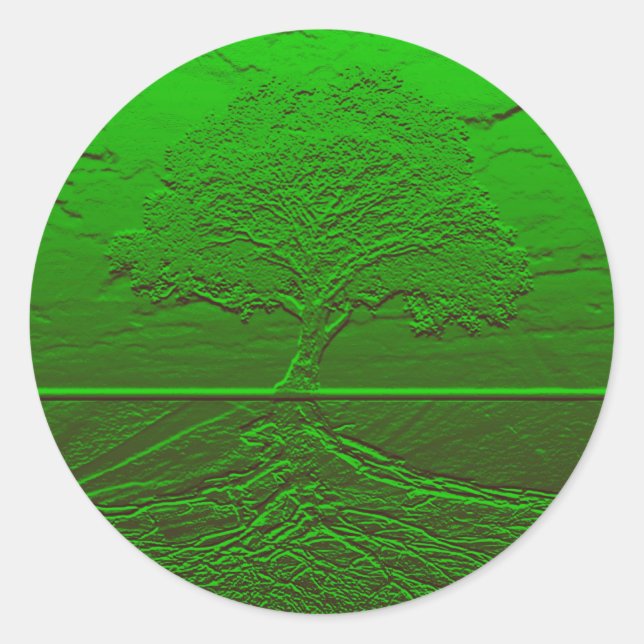 Tree of Life Green Energy Classic Round Sticker (Front)