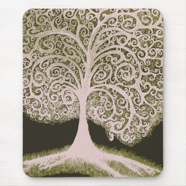 Tree of Life , grn&wht Mouse Pad (Front)