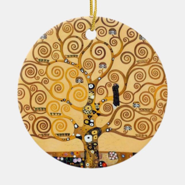 Tree Of Life Gustav Klimt Ceramic Tree Decoration (Front)