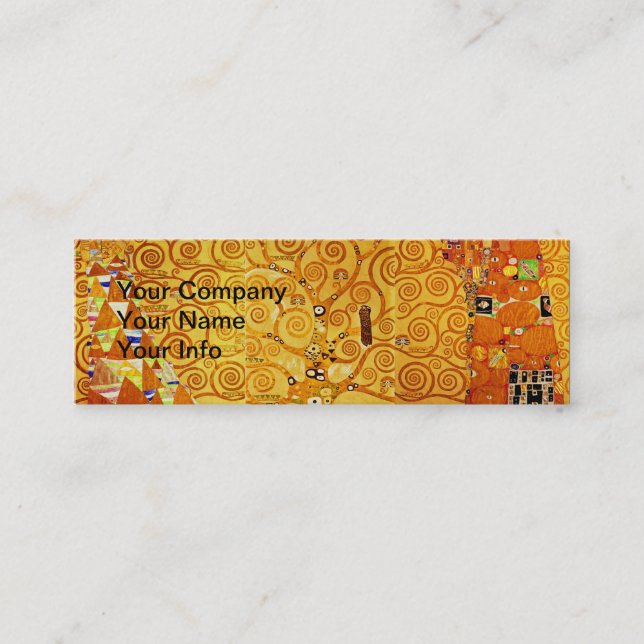 Tree of Life Gustav Klimt Nouveau Mini Business Card (Front)