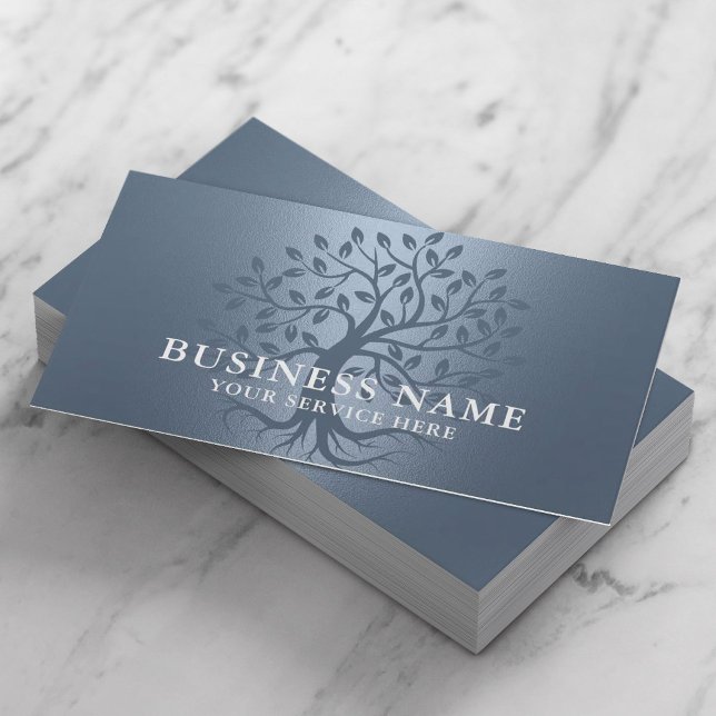 Tree of Life Health Wellness Salon Spa Dusty Blue Business Card (Creator Uploaded)