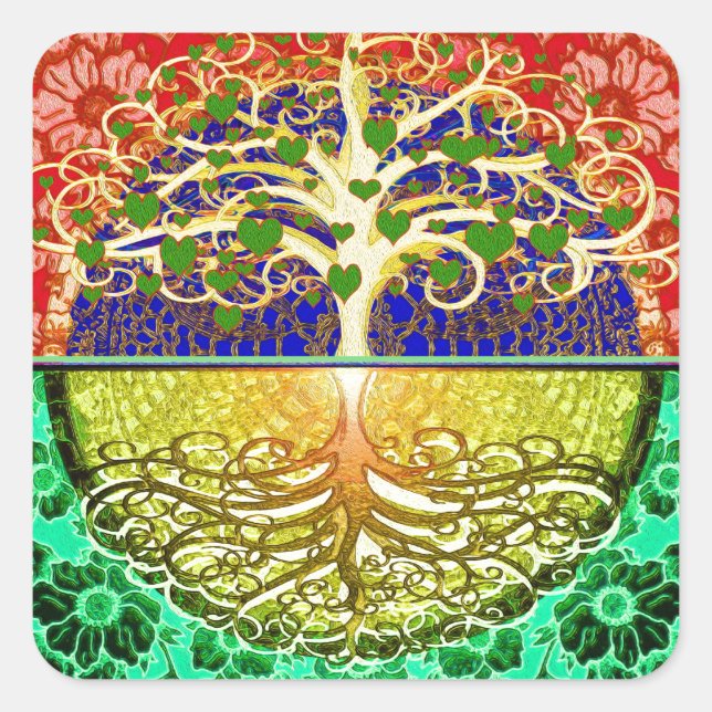 Tree of Life Heart Square Sticker (Front)