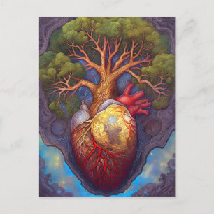 Tree Of Life Heart Surreal Nature Art Postcard