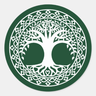 Tree of Life in a Celtic Circle pattern Classic Round Sticker