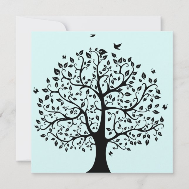 Tree of Life in Black and White Invitation (Front)