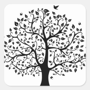 Tree of Life in Black and White Square Sticker