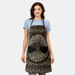 Tree of Life in Brown All-Over Print Apron