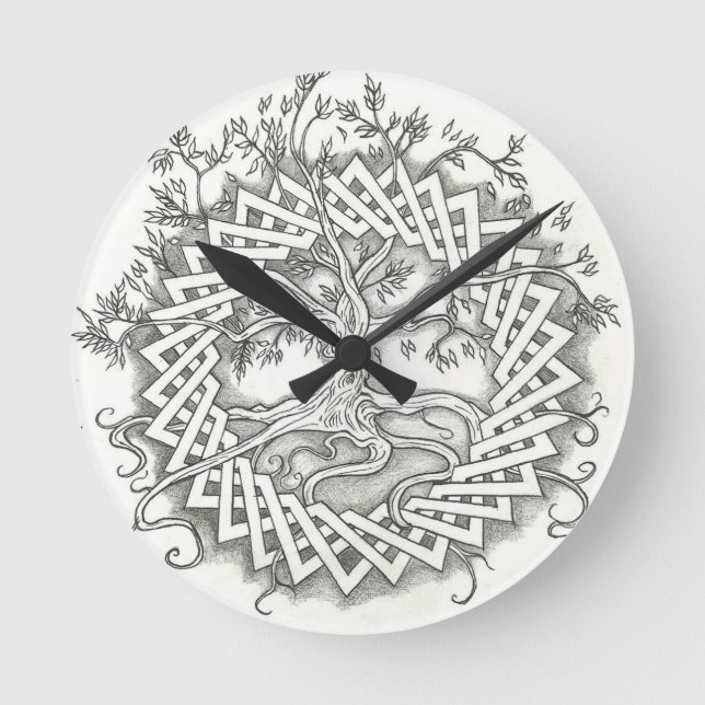 Tree of Life in Celtic Design Round Clock (Front)