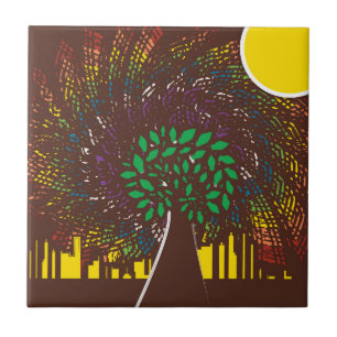 Tree of life in colours tile
