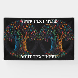 Tree of Life in full Stained Glass Mosaic Color Banner