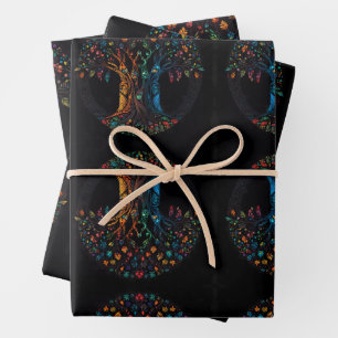 Tree of Life in full Stained Glass Mosaic Colour Wrapping Paper Sheet