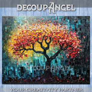 Tree of Life in Mosaic Art -Decoupage- Tissue Paper