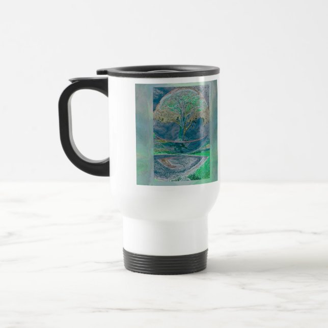 Tree of Life in Pale Green Colours Travel Mug (Left)