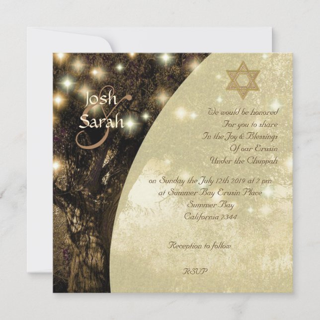 Tree of Life Jewish wedding Invitation (Front)