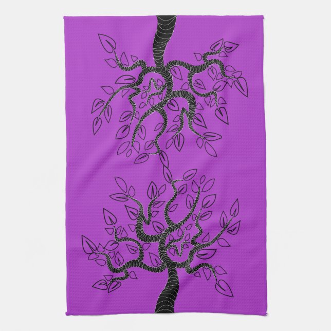 Tree of Life Kitchen Towel Purple (Vertical)