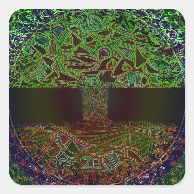Tree of Life Knowingness Electric Coloured.jpg Square Sticker (Front)