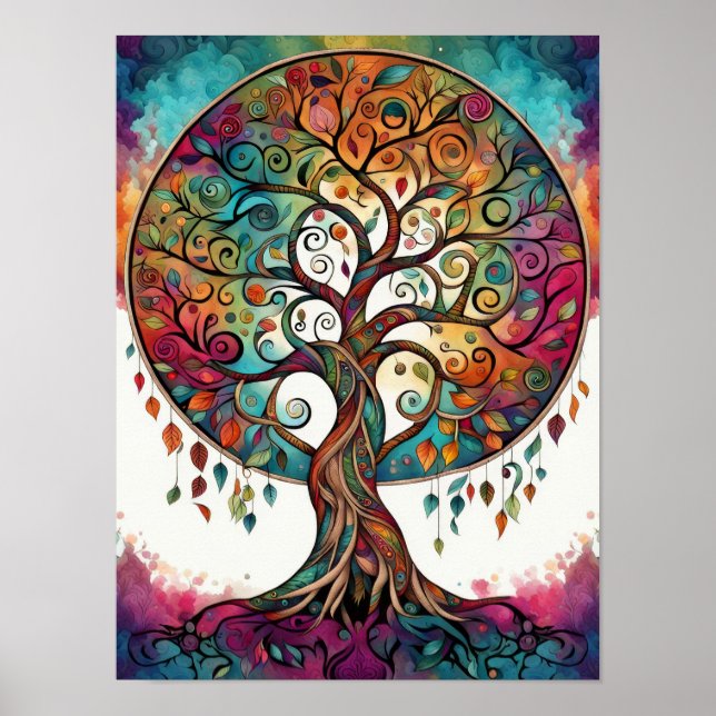 Tree of Life Mandala Boho Artwork Poster (Front)