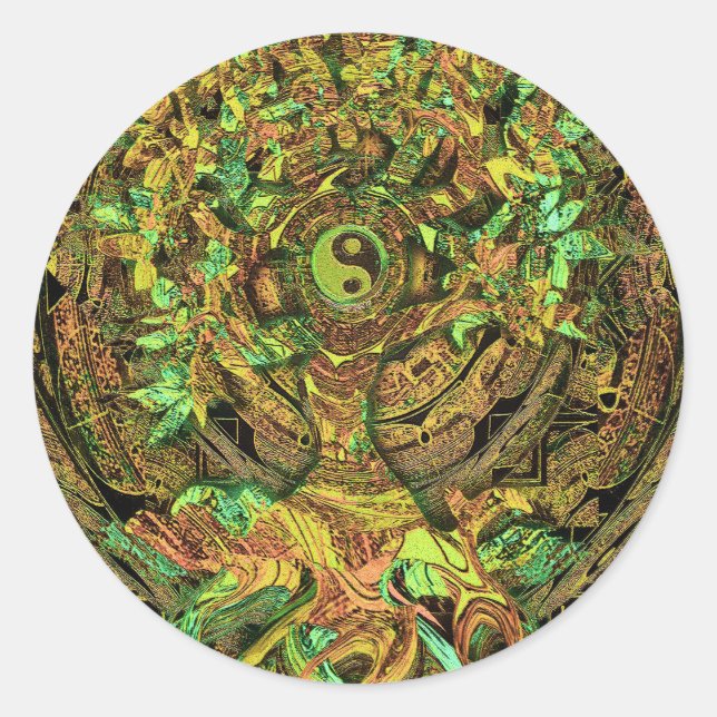 Tree of Life Mandala Dance Classic Round Sticker (Front)