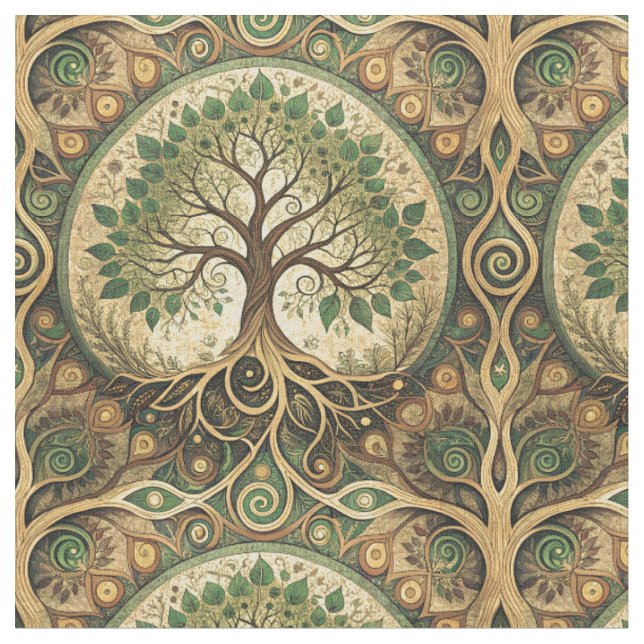 Tree of Life Mandala Spiritual Design Pattern Art Fabric (Close Up)