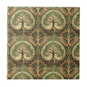 Tree of Life Mandala Spiritual Design Pattern Art Tile
