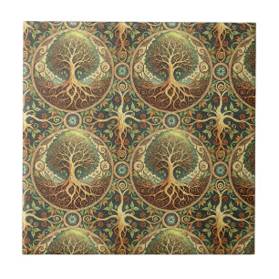 Tree of Life Mandala Spiritual Design Pattern Art Tile