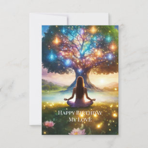 Tree of life & Meditation shiny lights colourful Invitation