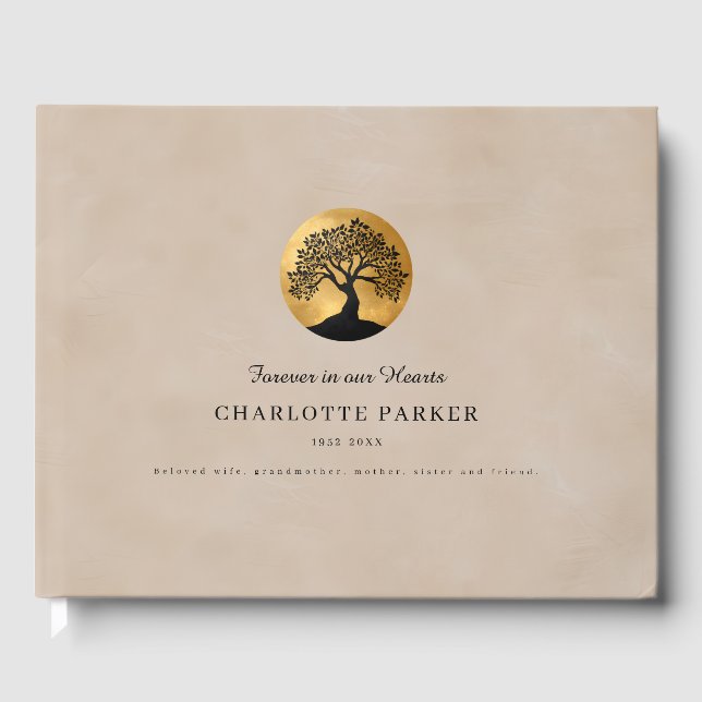 Tree of Life Memorial  Beige Custom Guest Book (Front)