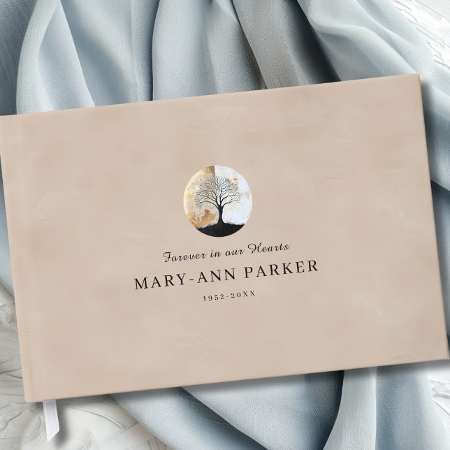Tree of Life Memorial Beige Custom Guest Book (Tree of Life Memorial Beige Custom Guest Book)