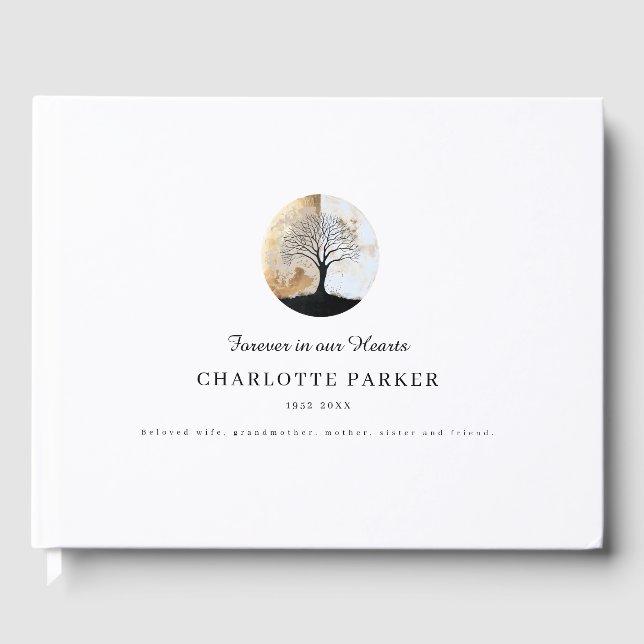 Tree of Life Memorial White Custom Guest Book (Front)