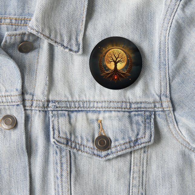 Tree of Life – Moonlit Enlightenment 6 Cm Round Badge (In Situ)