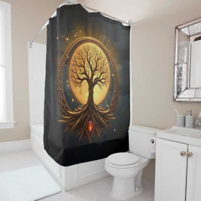 Tree of Life – Moonlit Enlightenment Shower Curtain (In Situ)