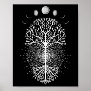 Tree Of Life Moons Phases Cool Meditation Yoga Lov Poster