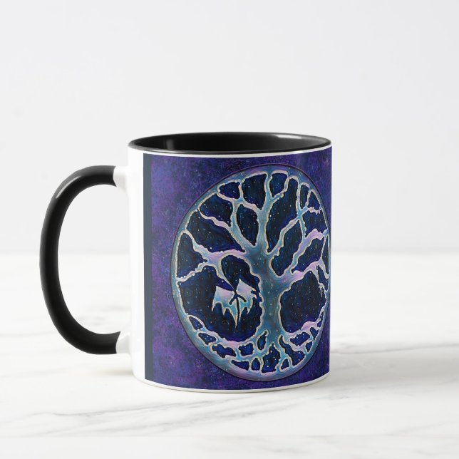 Tree of Life Mug in Royal Blue and Purple (Left)