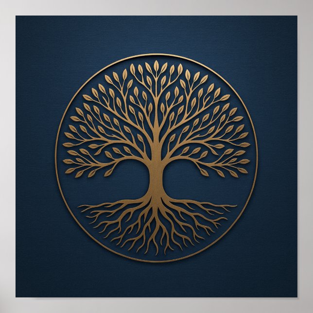 Tree of Life Navy Bronze Poster (Front)