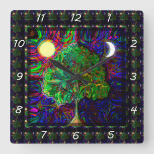 Tree of Life Night and Day Square Wall Clock