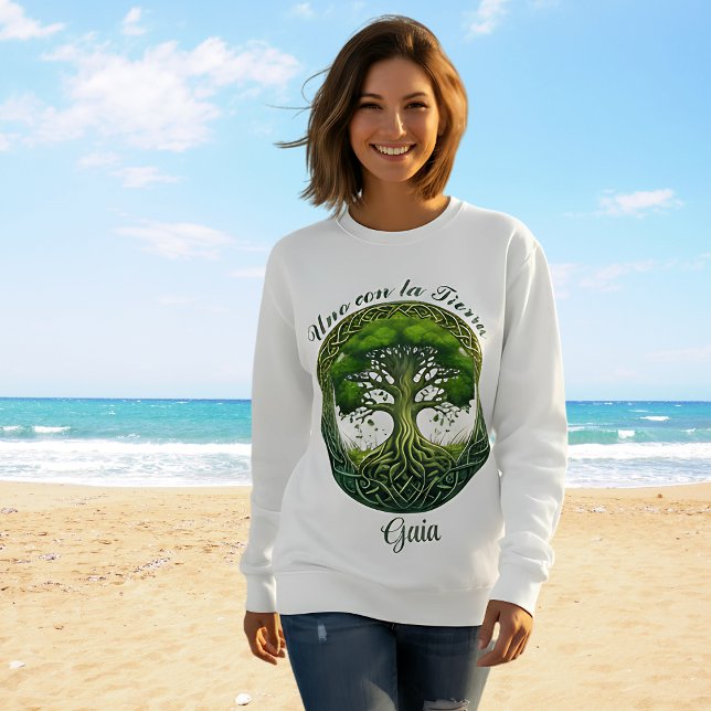Tree of Life, One with the Earth Sweatshirt (Amor a Madre Tierra GAIA, personalizable regalo para mujer medita, yoga, estilo Celta, senderismo)