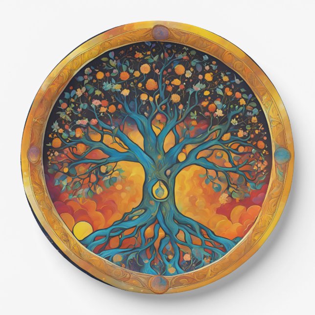 Tree of Life paper napkin Plate (Front)