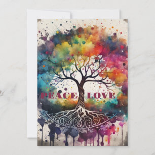 TREE OF LIFE. Peace, Love (editable) Card