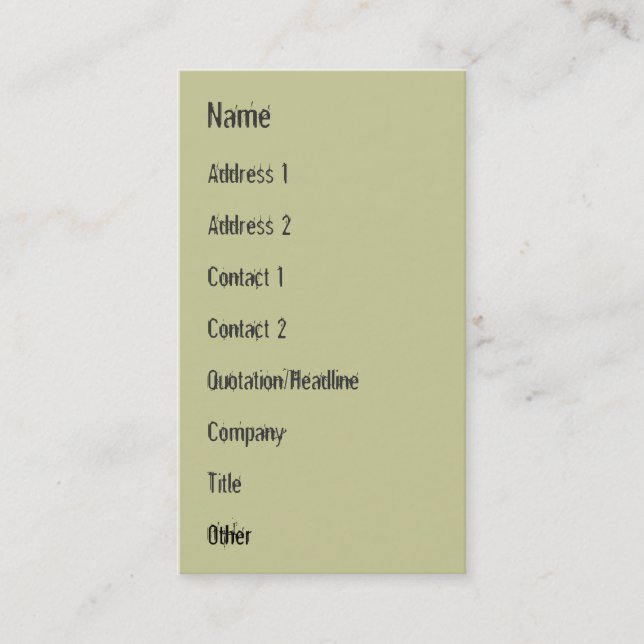 Tree Of Life / Pedigree Of Man Business Card (Front)