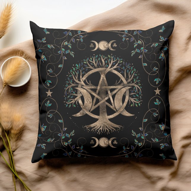 Tree of Life Pentagram Moon Ornament Cushion (Creator Uploaded)