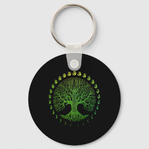 Tree Of Life Phases Of The Moon Gift - Earth Day Key Ring