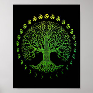 Tree Of Life Phases Of The Moon Gift - Earth Day Poster