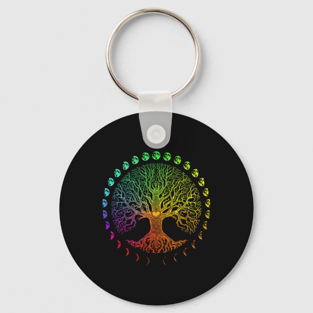 Tree Of Life Phases Of The Moon Gift  Key Ring (Front)