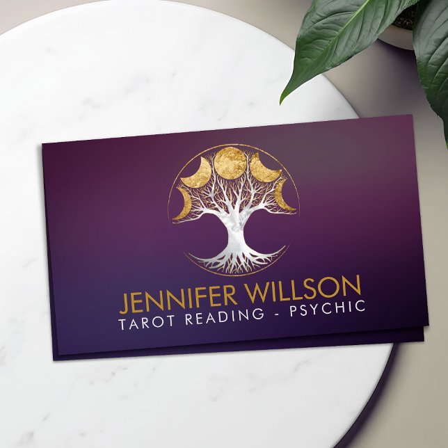 Tree of life - Phases of the moon - pearl and gold Business Card (Creator Uploaded)